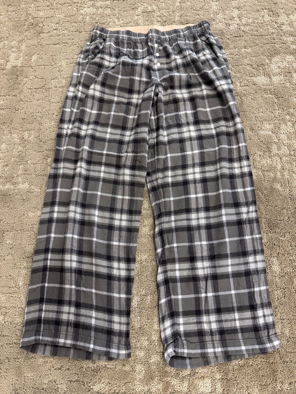 aerie checked out Gray & White Plaid Flannel Pajama Pants